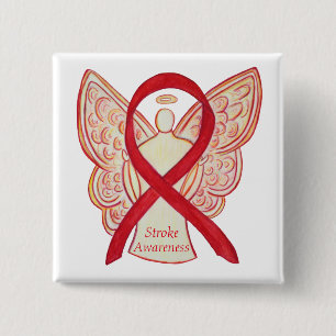 Strike Awareness Red Ribbon Angel Custom Art Butto Button