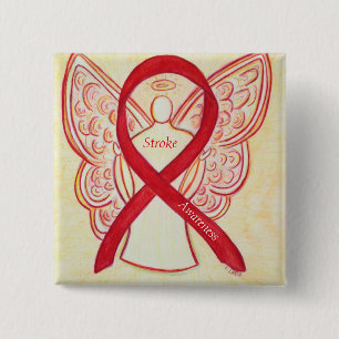 Strike Awareness Red Ribbon Angel Custom Art Butto Button