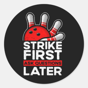 Strike - Bowler Bowling Ball Funny Bowling Runder Aufkleber