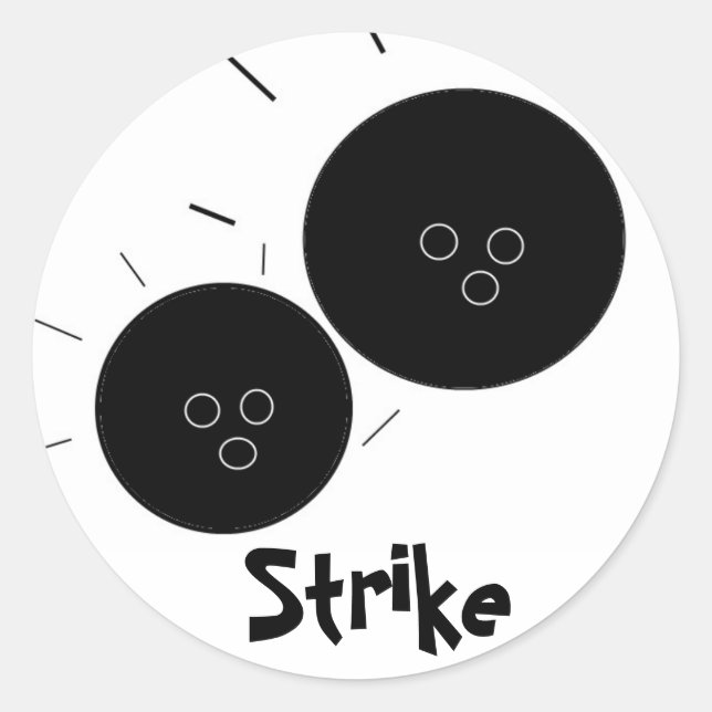 Strike - Bowling Runder Aufkleber (Vorderseite)
