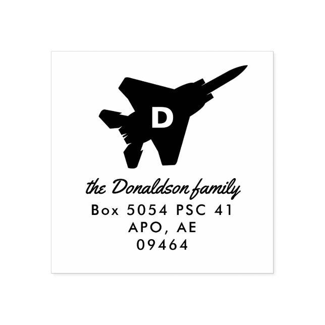 Strike Eagle F-15E Jet Monogram Address Briefmarke Gummistempel (Prägung)