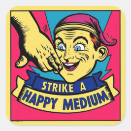 Strike ein glückliches Medium Quadratischer Aufkleber
