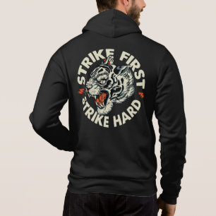 Strike_hard_ strike firre tigre tattoo slogan old hoodie