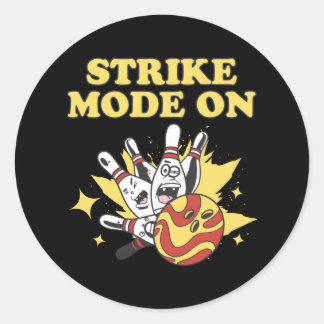 Strike Mode Bowling Player Bowling-Geschenk Runder Aufkleber