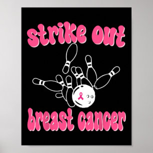 Strike Out Breast Cancer Awareness Day Pink Ribbon Poster