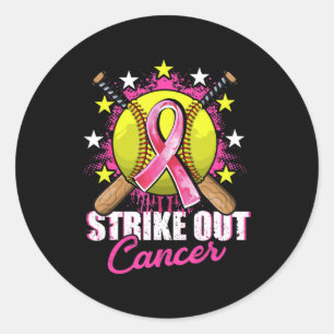 Strike Out Breast Cancer Awareness Day Pink Ribbon Runder Aufkleber