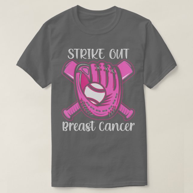Strike Out Breast Cancer Awareness Day Pink Ribbon T-Shirt (Design vorne)