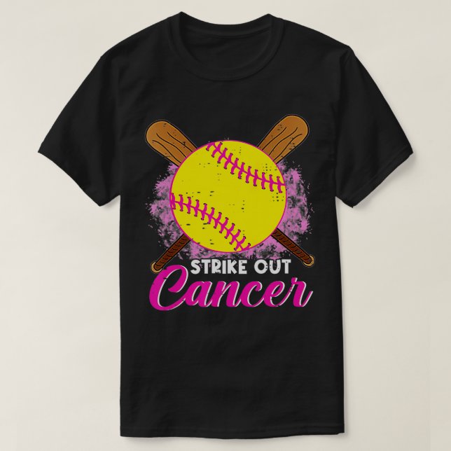 Strike Out Breast Cancer Awareness Day Pink Ribbon T-Shirt (Design vorne)
