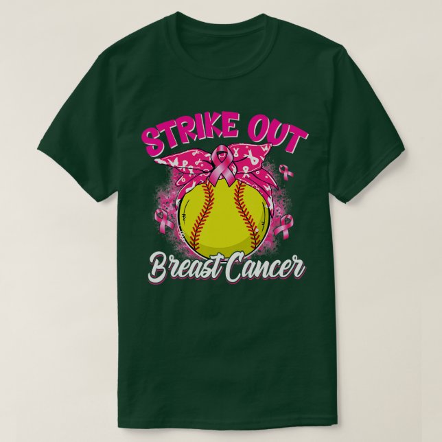 Strike Out Breast Cancer Awareness Day Pink Ribbon T-Shirt (Design vorne)