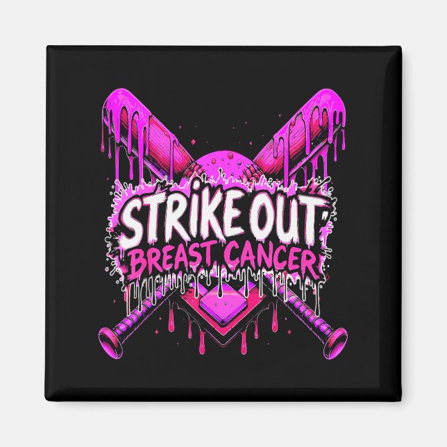 Strike Out Breast Cancer Baseball Softball Drip Ho Magnet (Vorne)