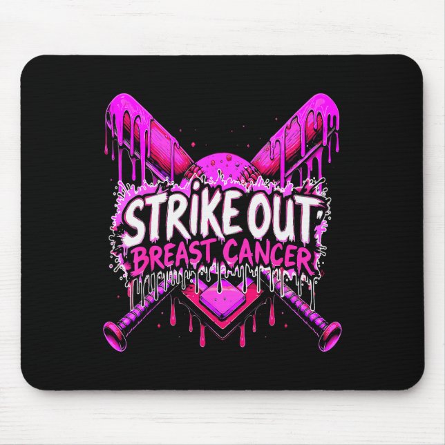 Strike Out Breast Cancer Baseball Softball Drip Ho Mousepad (Vorne)