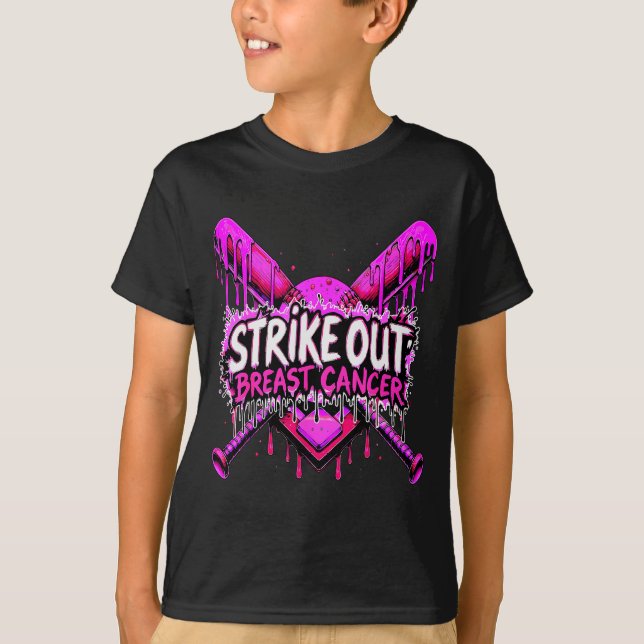 Strike Out Breast Cancer Baseball Softball Drip Ho T-Shirt (Vorderseite)