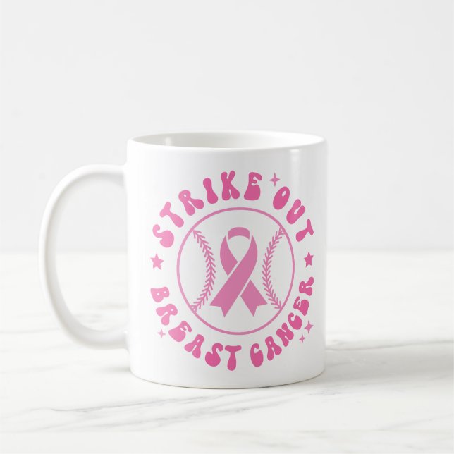 Strike Out Breast Cancer Pink Ribbon Awareness Kaffeetasse (Links)