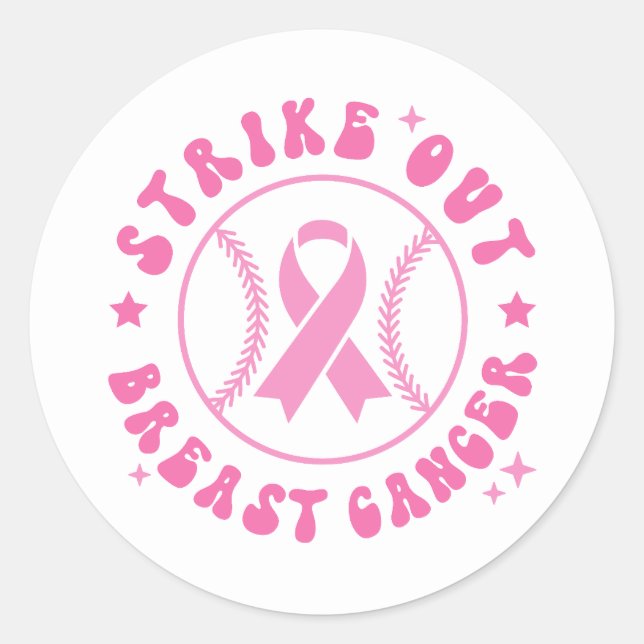 Strike Out Breast Cancer Pink Ribbon Awareness Runder Aufkleber (Vorderseite)