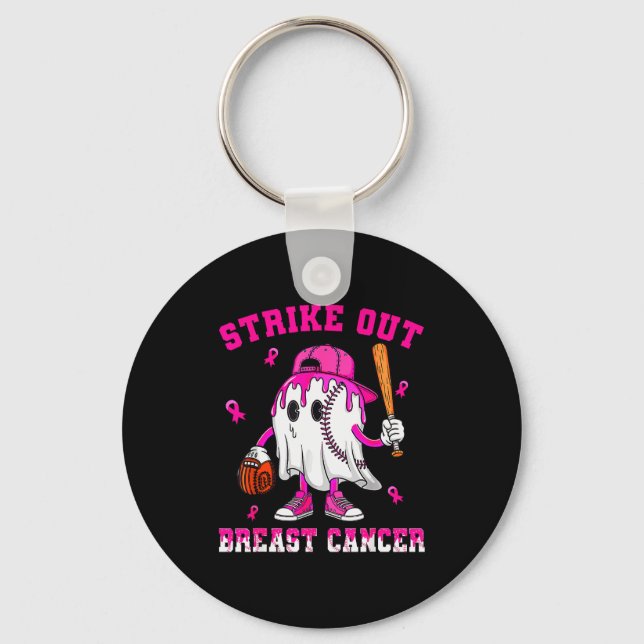 Strike Out Breast Cancer Shirt Boy Baseball Drip N Schlüsselanhänger (Vorderseite)