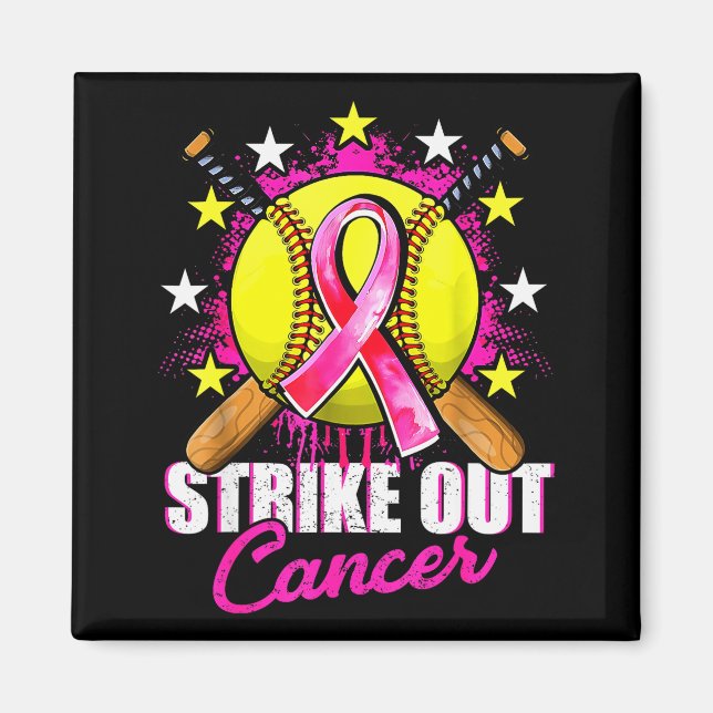 Strike Out Breast Cancer Warrior Softball Nk Ribbo Magnet (Vorne)