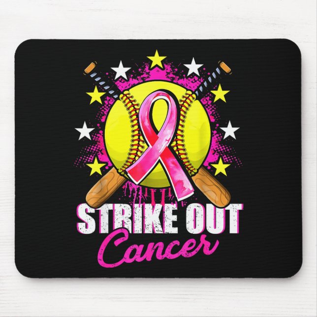 Strike Out Breast Cancer Warrior Softball Nk Ribbo Mousepad (Vorne)