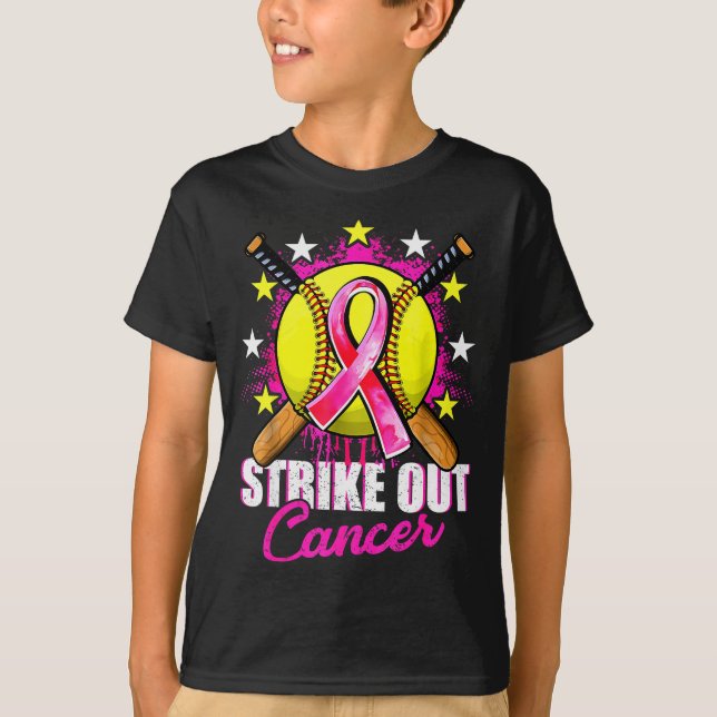 Strike Out Breast Cancer Warrior Softball Nk Ribbo T-Shirt (Vorderseite)