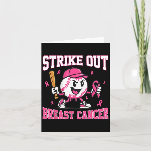 Strike Out Brustkrebs Baseball Eiscreme-Tropf Karte (Vorderseite)