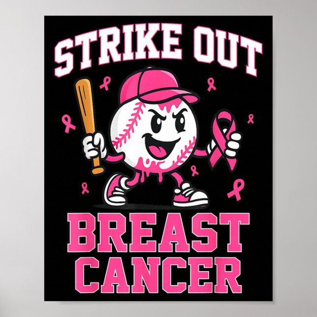 Strike Out Brustkrebs Baseball Eiscreme-Tropf Poster (Vorne)