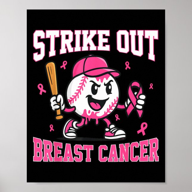 Strike Out Brustkrebs Baseball Eiscreme-Tropf Poster (Vorne)