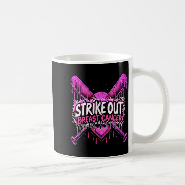Strike Out Brustkrebs Baseball Softball Drip Ho Kaffeetasse (Rechts)