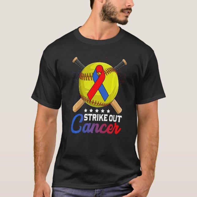 Strike Out Pulmonary Fibrosis Awareness Red Blue R T-Shirt (Vorderseite)