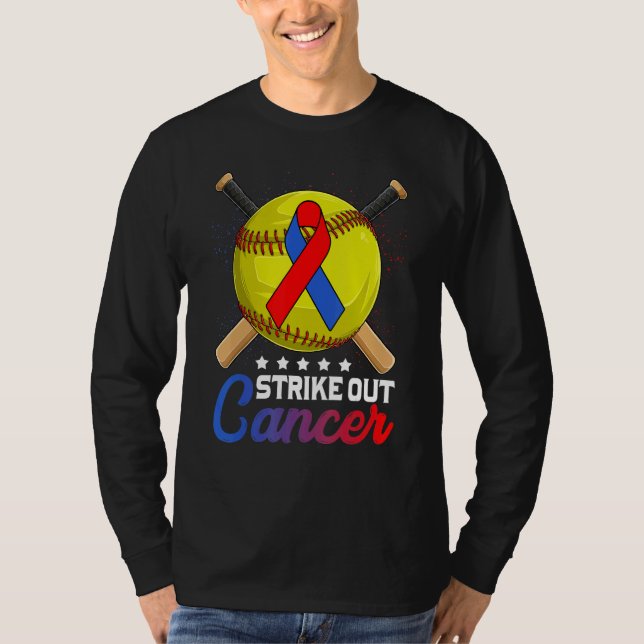 Strike Out Pulmonary Fibrosis Awareness Red Blue R T-Shirt (Vorderseite)
