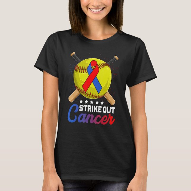Strike Out Pulmonary Fibrosis Awareness Red Blue R T-Shirt (Vorderseite)
