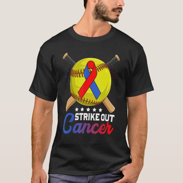 Strike Out Pulmonary Fibrosis Awareness Red Blue R T-Shirt (Vorderseite)