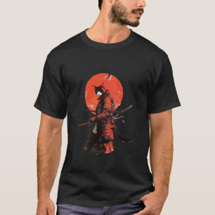 Strikender japanischer Krieger Katzen Samurai T-Shirt
