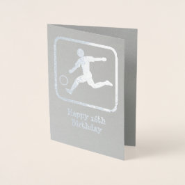 Striker mit Fußballball - Benutzerdefinierter Text Folienkarte