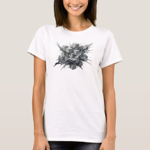Striking Gold Abstract Cubes Mode Druck T-Shirt