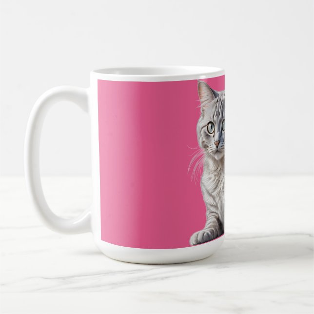 Striking Gray Tabby Cat with Green Eyes Kaffeetasse (Links)