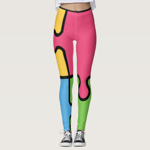 Striking Jigsaw-Muster Leggings