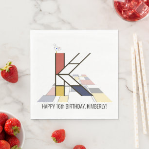 Striking Neoplasticism Style Monogram. Letter K Serviette