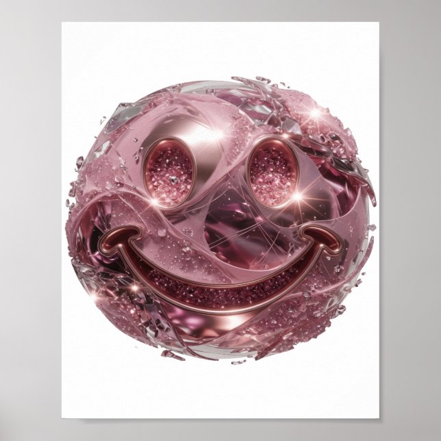 Striking Silber HAPPY FACE Bold Design Poster (Vorne)