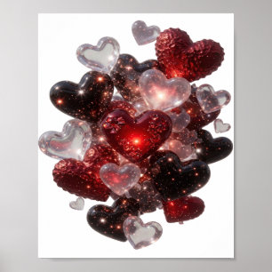 Striking Silber HEARTS OF LOVE Künstlerisches Moti Poster