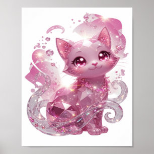 Striking Silber PINK DIAMANT KATZE Poster