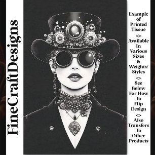 Striking Steampunk Frau Monochrom AC5 Decoupage Seidenpapier