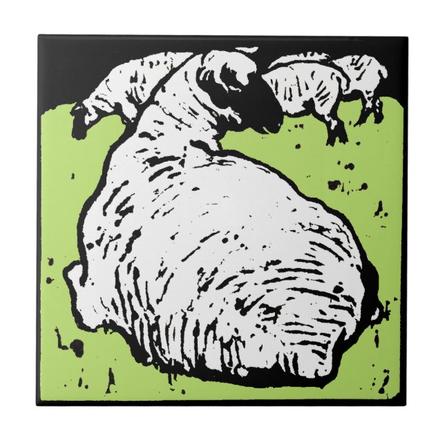 Strikter Viktorianischer Holzschnitt tierischer Un Fliese (Vorderseite)