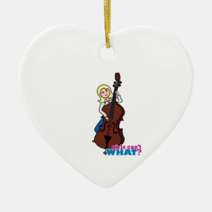 String Bass Player Girl - Light/Blonde Keramikornament