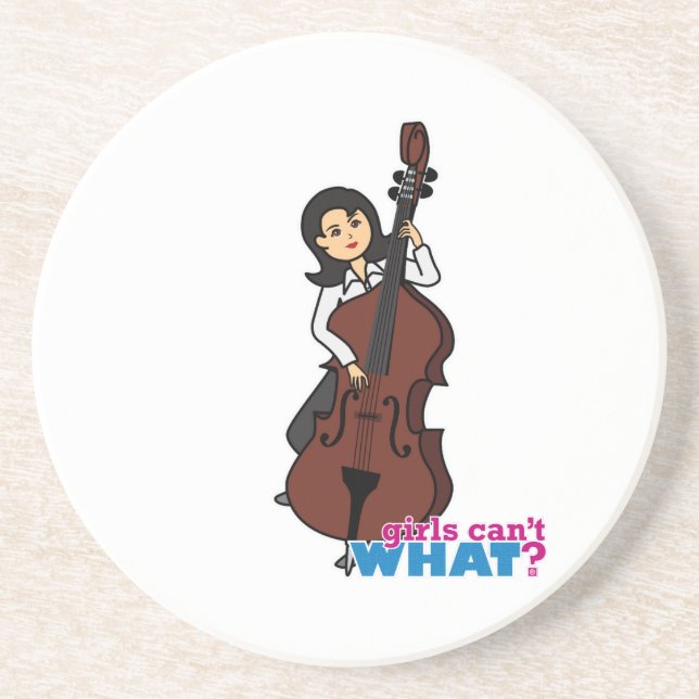 String Bass Player Girl - Medium Sandstein Untersetzer (Vorne)