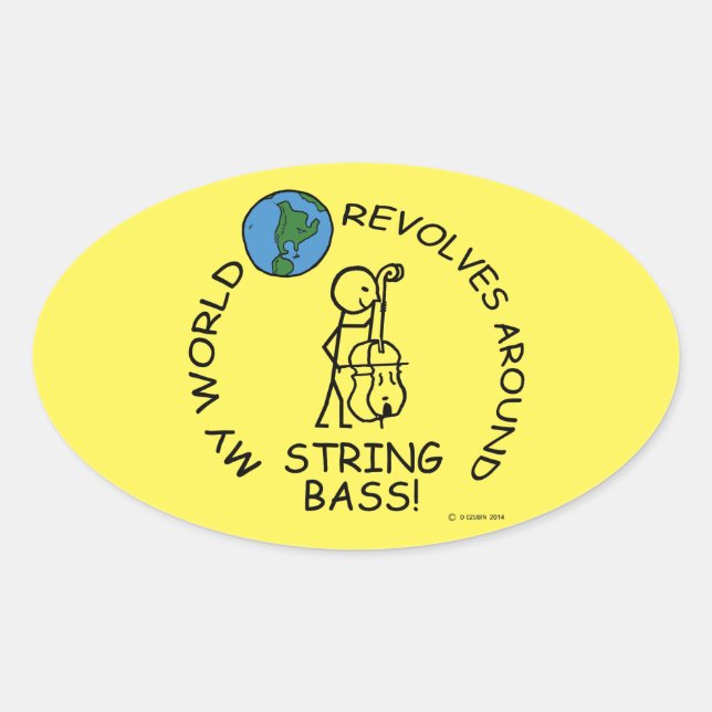 String Bass - World Revolves rund um Oval Sticker (Vorderseite)