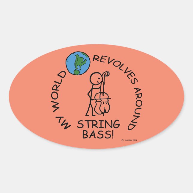 String Bass - World Revolves rund um Oval Sticker (Vorderseite)