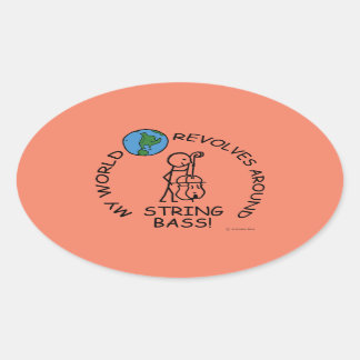 String Bass - World Revolves rund um Oval Sticker