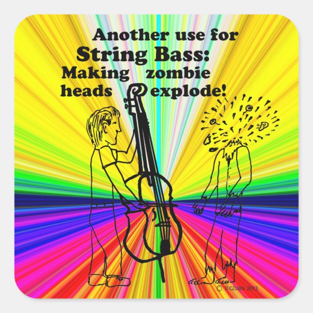 String Bass Zombie Explode Square Sticker (Vorderseite)
