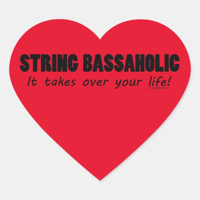 String Bassaholic Life Heart Sticker (Vorderseite)