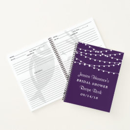 String-Leuchten auf Lila Brautparty Rezept Notizbuch