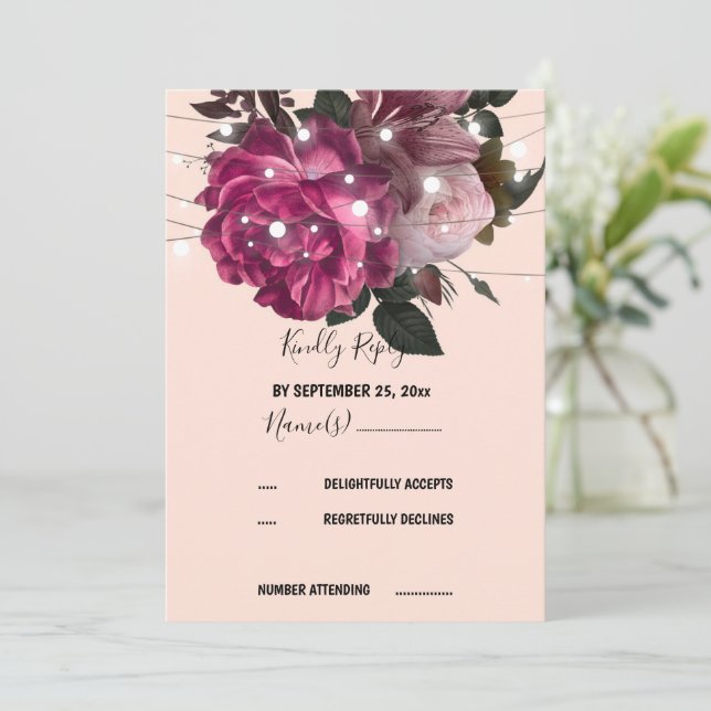 String light Burgundy Blume UAWG Einladung (Stehend Vorderseite)